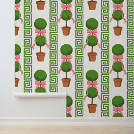 Papel Pintado Palm Beach Topiary Greek Key Stripe Peel & Stick 