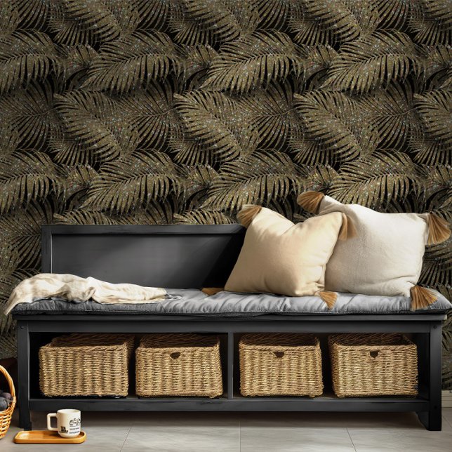Papel Pintado Palm esparcido deja patrón de oro ID831 (Subido por el creador)