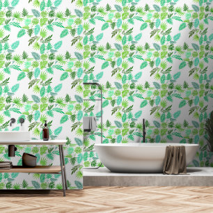 Papel Pintado Palm Leaves Peel y Stick Tropical moderno verde