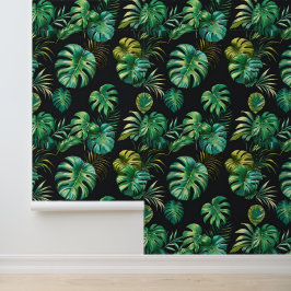 Papel Pintado Palm Peel y Palo Botánico Oscuro Monstera