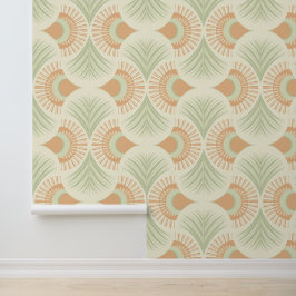 Papel Pintado Palm Springs - Sunset Palms - Soft Peach and Sage 