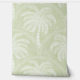 Papel Pintado Palm Trees in Pastel Green Arch Motifs Textured