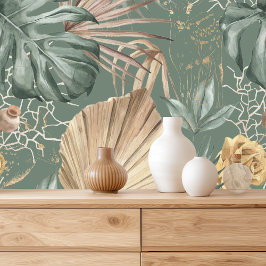 Papel Pintado Palm tropical deja a Monstera