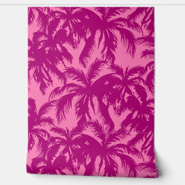 Papel Pintado Palm Tropical deja rosa y Fuscia