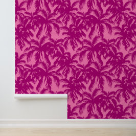 Papel Pintado Palm Tropical deja rosa y Fuscia