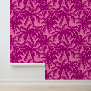 Papel Pintado Palm Tropical deja rosa y Fuscia