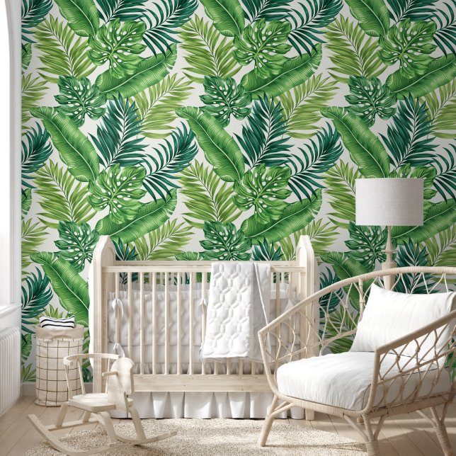 Papel Pintado Palm tropical verde Banana Monstera hojas (Niños)