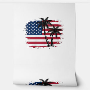 Papel Pintado Palmera Bandera Americana Patriótica Arte Vectoria