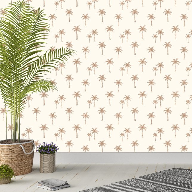 Papel Pintado Palmeras Boho Casa de Campo Costera Beige y Marrón (Subido por el creador)