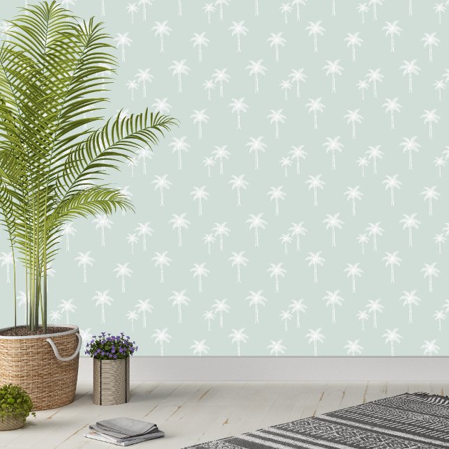 Papel Pintado Palmeras Boho Casa de Campo Costera Muted Menta (Subido por el creador)