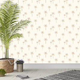 Papel Pintado Palmeras Boho Casa de Campo Costera Neutro Beige