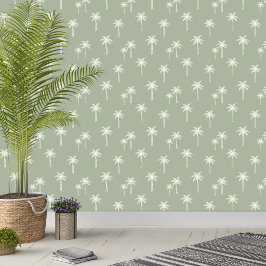 Papel Pintado Palmeras Boho Casa de Campo Costera Verde Salvia S