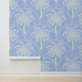 Papel Pintado Palmeras en azul aciano tropical costero