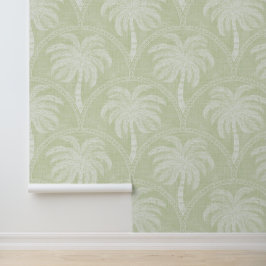 Papel Pintado Palmeras en Motivos de Arco Verde Pastel Texturiza