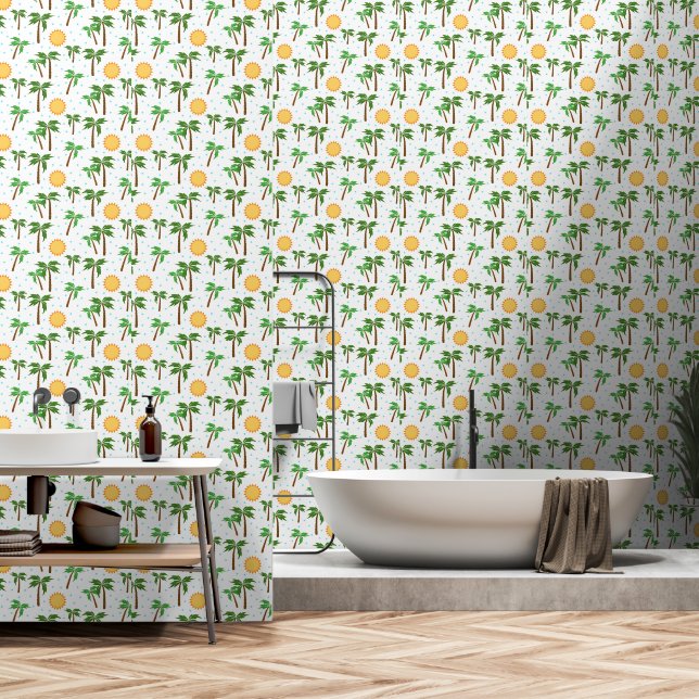 Papel Pintado Palmeras y solárium en el baño (Baño)