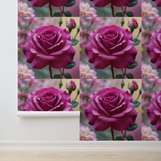 Papel Pintado Palo y palo floral de Rosa púrpura (Solicitud)