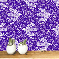 Palomas y Flores Blancas sobre Arte de Pájaros de 