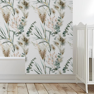 Papel Pintado Pampas Grass Boho Eucalyptus deja oliage