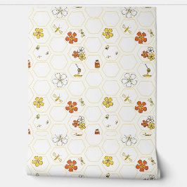 Papel Pintado Panal y abejorro dibujados a mano