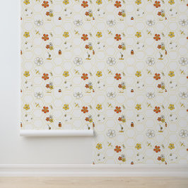 Papel Pintado Panal y abejorro dibujados a mano