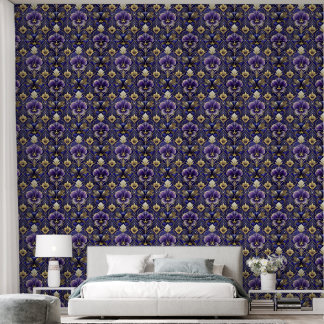 Papel Pintado Pansia morada, estilo art decó