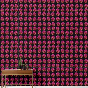 Papel Pintado Pansias Magenta Sobre Negro,