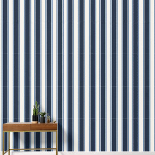 Papel Pintado Pañuelo de raya de marca Preppy Navy y humo azul
