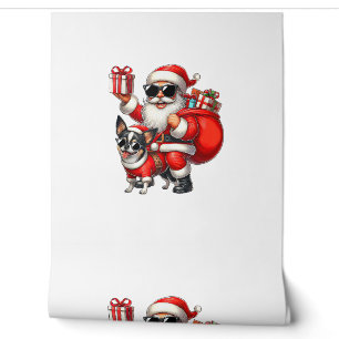 Papel Pintado Papá Noel monta un niño Navidad de perro de Chihua