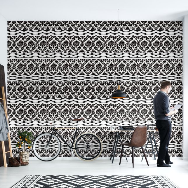 Papel Pintado Papel de escritorio Banda negra y blanca (Sala de estar)