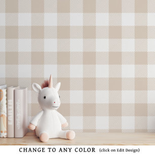 Papel Pintado Papel de escritorio de Gingham Nursery Beige Neutr