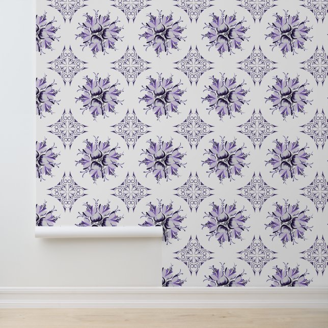 Papel Pintado Papel de escritorio Inky Floral | Lilac Purple Whi (Solicitud)