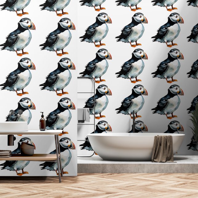 Papel Pintado Papel de escritorio Puffins Design Vinyl (Baño)