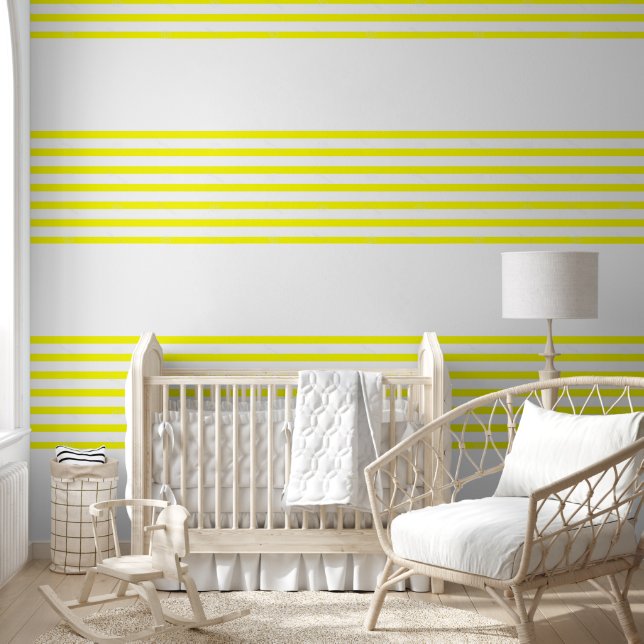 Papel Pintado Papel de fondo amarillo y franja blanca (Niños)