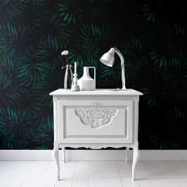 Papel Pintado Papel de fondo botánico de hojas tropicales negras