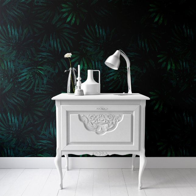 Papel Pintado Papel de fondo botánico de hojas tropicales negras (Subido por el creador)