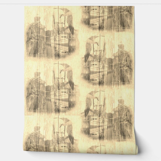 Papel Pintado Papel de fondo de la barca camaronera Bayou Recuer (Desenrollar)