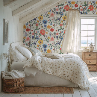 Papel Pintado Papel de fondo floral de color acuático