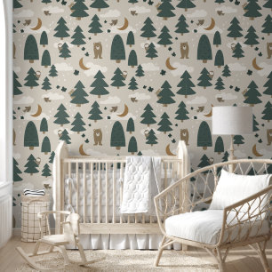 Papel Pintado Papel de fondo para niños de animales de Beige Woo