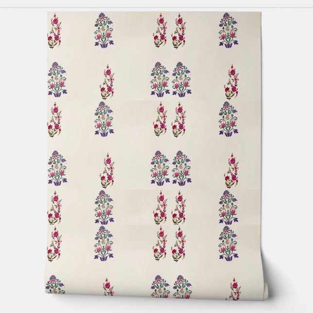 Papel Pintado Papel de tapiz rosa rosado de estilo retro foráneo (Desenrollar)