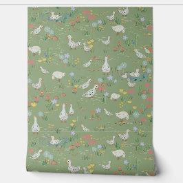 Papel Pintado Papel de tejidos de estanque de patos verdes de pr