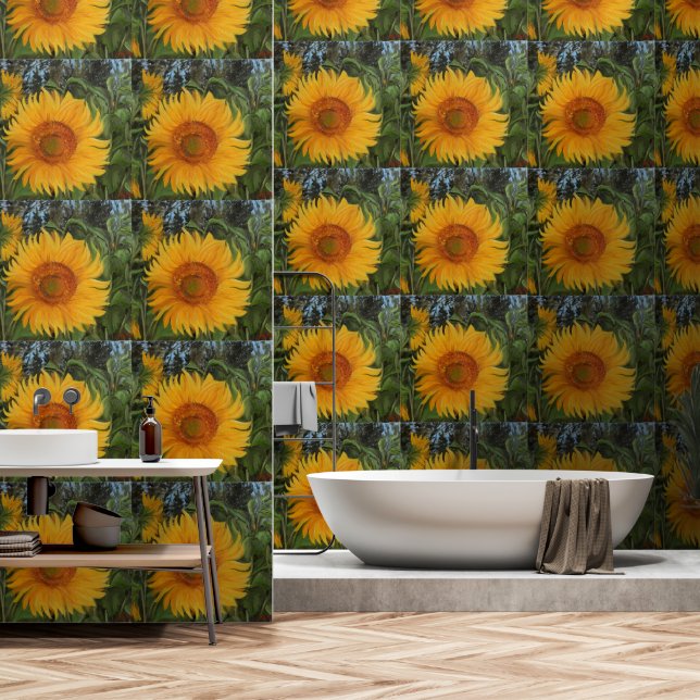 Papel Pintado Papel mural con girasoles que alegrarán tu hogar (Baño)