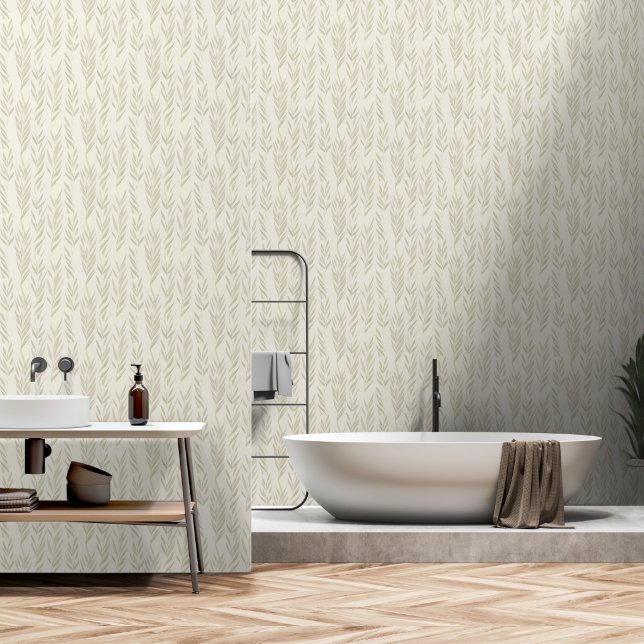 Papel Pintado Papel mural de elementos herbales neutros al estil (Baño)