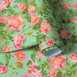 Papel Pintado Papel mural de rosas rosadas vintage