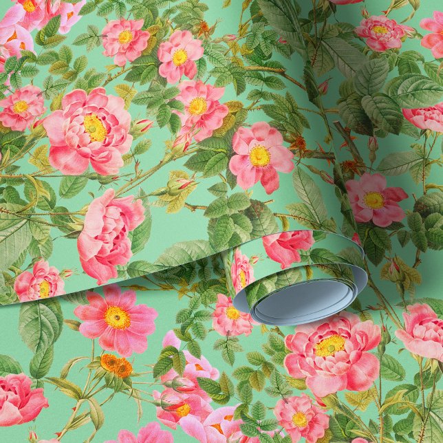 Papel Pintado Papel mural de rosas rosadas vintage (Subido por el creador)