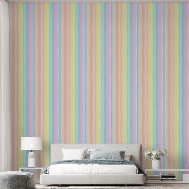 Papel Pintado papel tapiz de tiras pastel suave, visual relajant (Dormitorio)