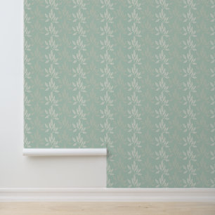 Papel Pintado Papel tapiz del patrón de hoja de crema y verde de