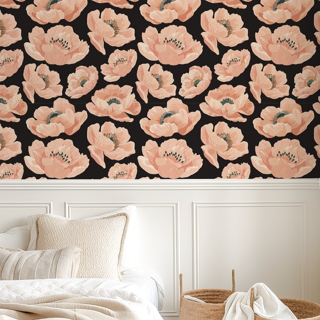 Papel Pintado Paquetes De Peach En Floral Elegante Negra (Subido por el creador)