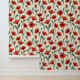 Papel Pintado Paquetes rojos en negrita | Patrón floral clásico
