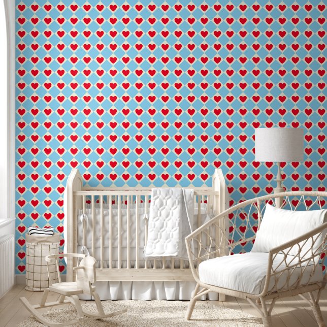 Papel Pintado para Guardería Corazón Rojo (Niños)