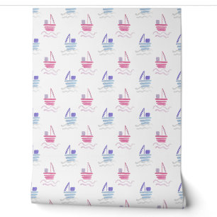 Papel pintado para habitación infantil náutica con